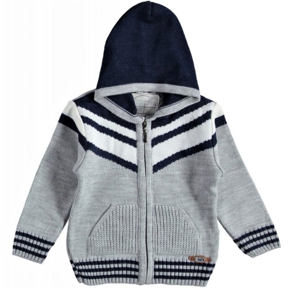 New Knit Zip-up Sweater w Hood & Pockets